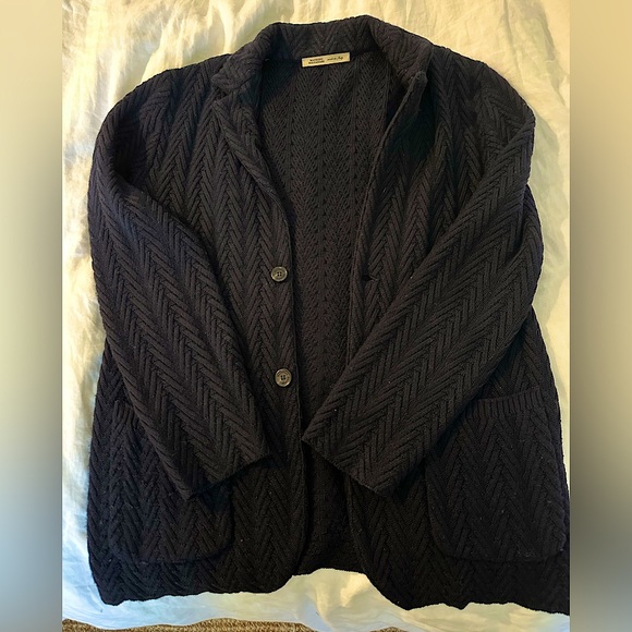 Italian Maurizio Baldassari Virgin Wool Knit Cardigan in Navy Men’s Size EU 48 - Picture 4 of 8